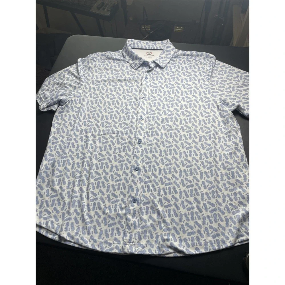 Johnston & Murphy XC4 Pineapple 2XL Short Sleeve Button Up Stretch Perfect - Picture 3 of 11